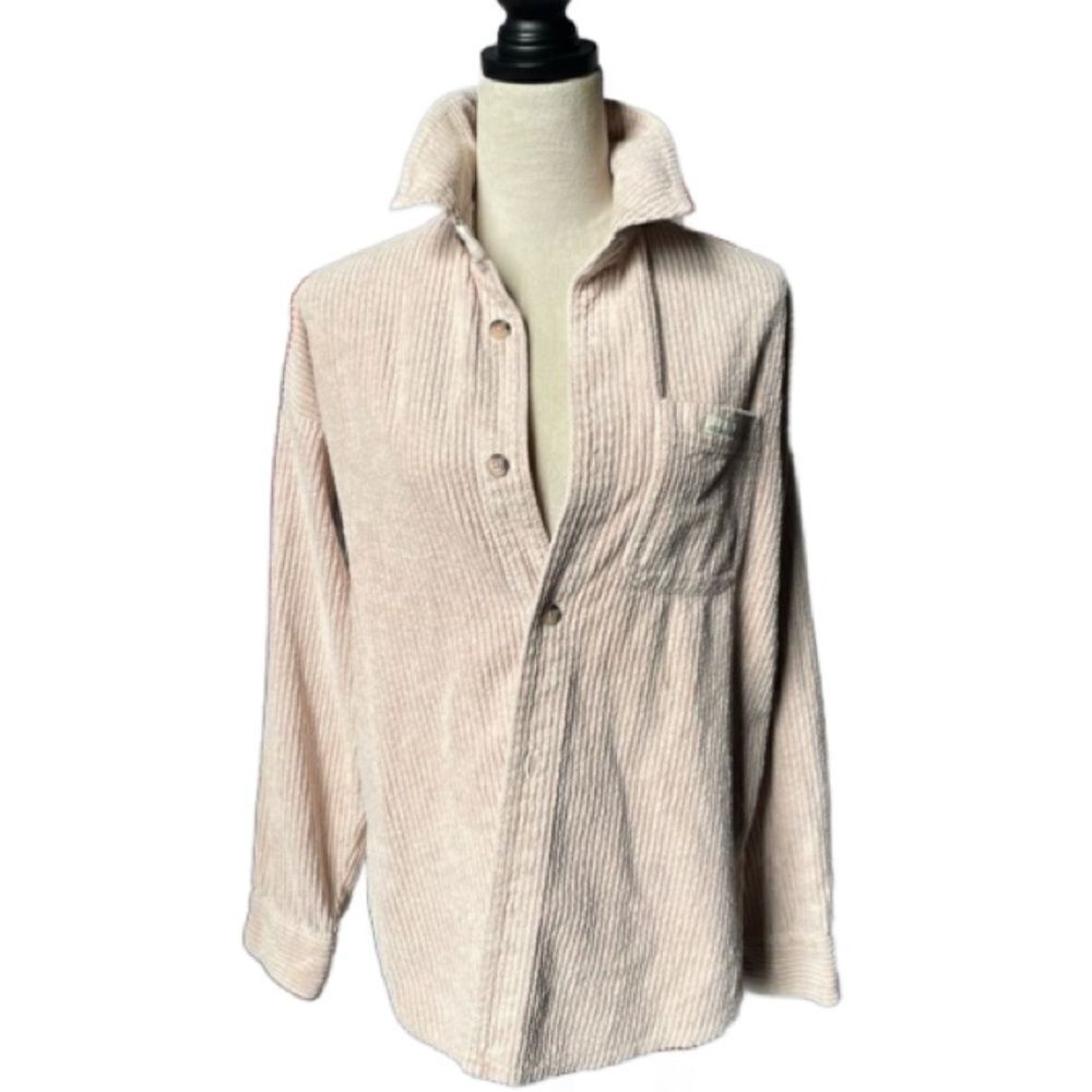 Urban Outfitters BDG Cream/Pale Pink Oversized Corduroy Light Jacket (Size: XS)